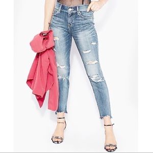 Express Mid Rise Ankle Skinny Distressed Jeans